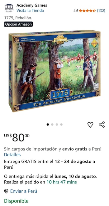 Así luce un producto que puede ser enviado a Perú sin costo de envío.