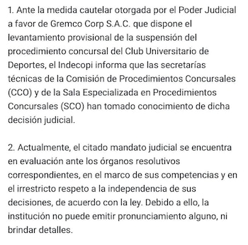 Indecopi – Gremco – Universitario de Deportes – Liga 1 – Perú – deportes – 27 agosto