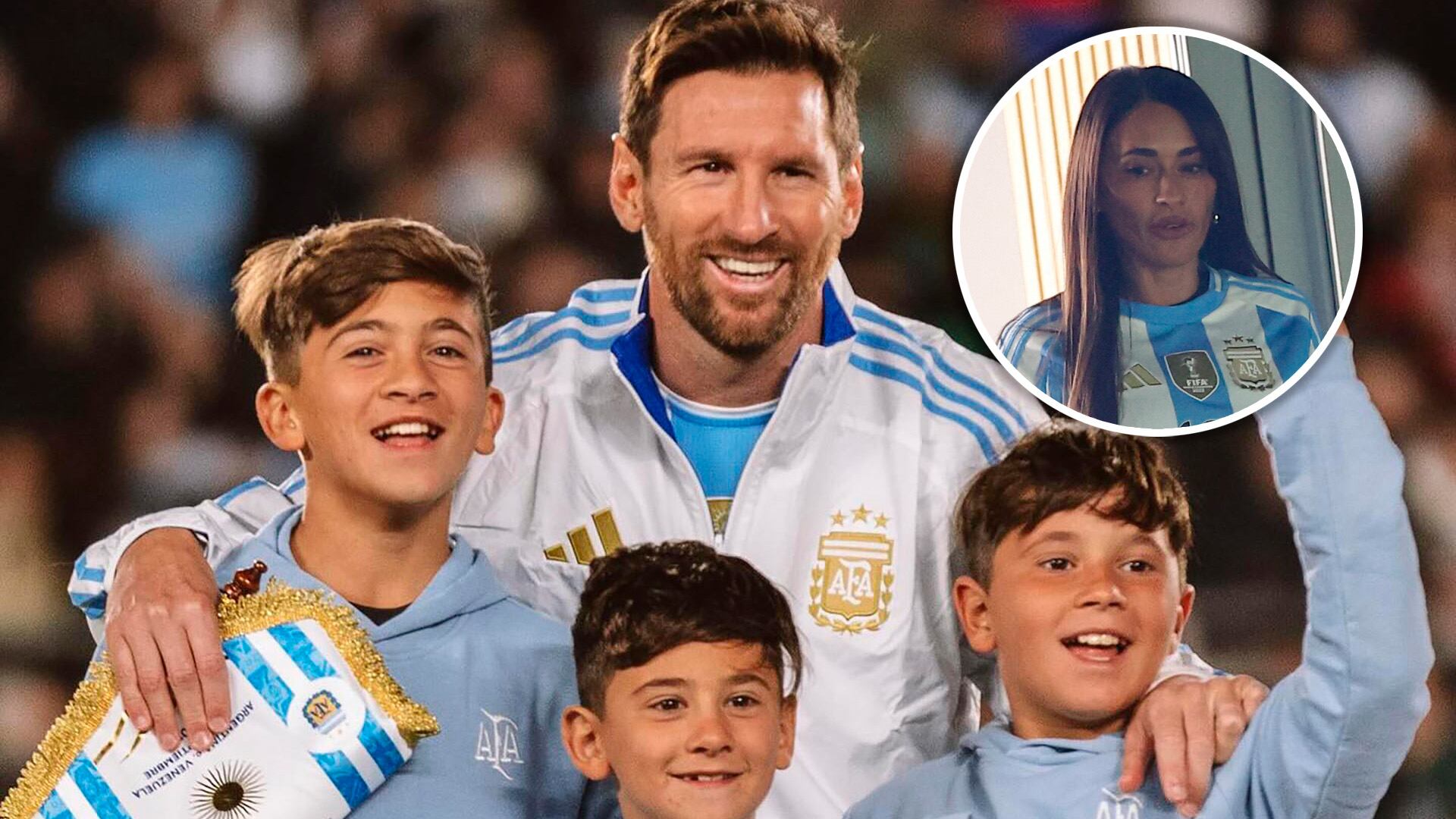 Messi, Thiago, Ciro y Mateo, junto a Antonela Roccuzzo