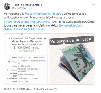 Importantes figuras políticas y sociales contribuyen al proyecto 4G - crédito @RodrigoHAL/X