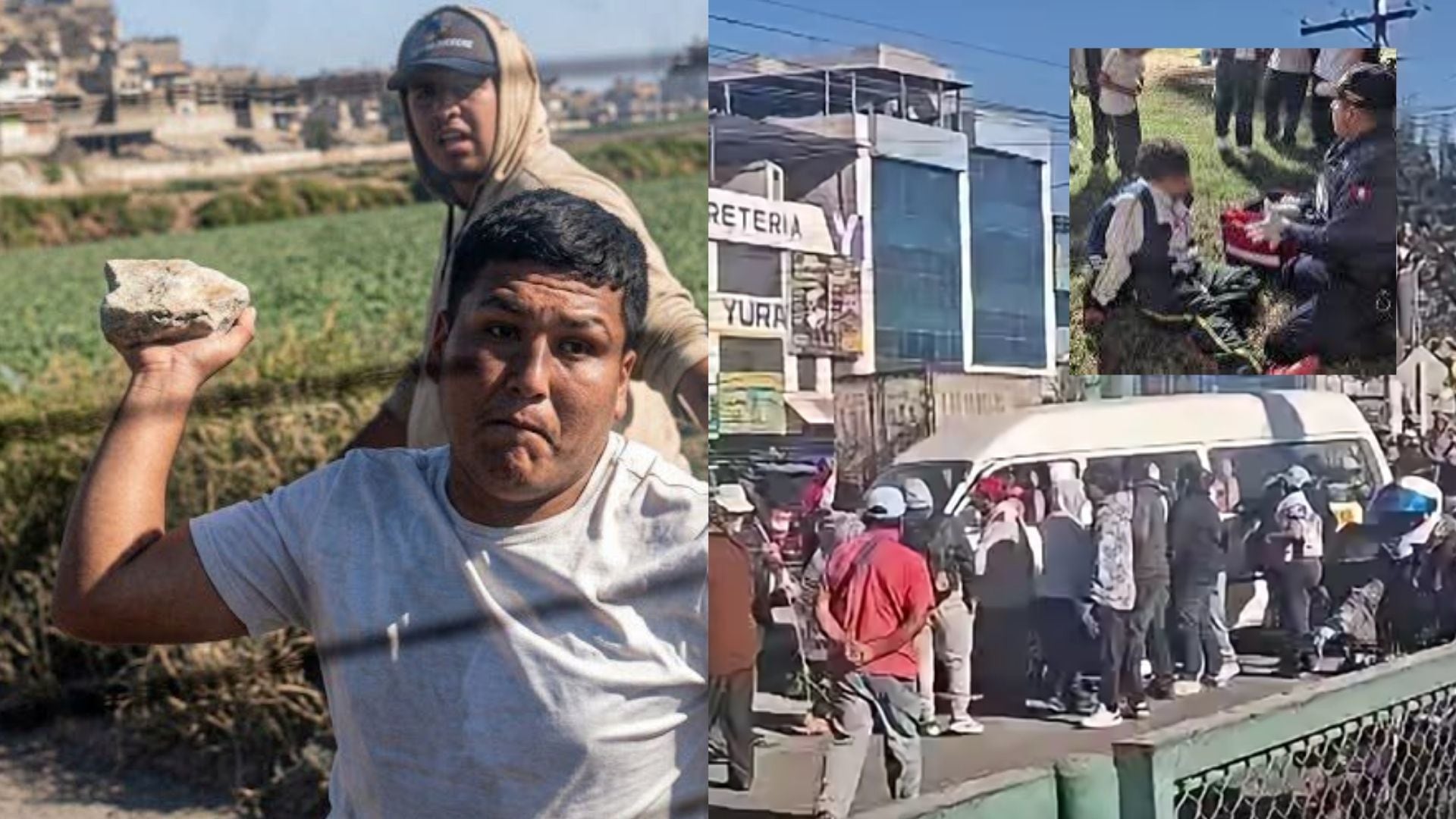 Manifestantes participan en el paro de transportistas en Arequipa, donde se registra un menor asistido tras incidentes con un bus escolar.