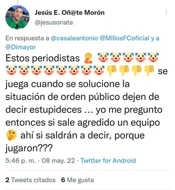 Tomado de
@jesusonate