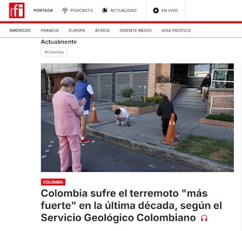 Así reportó Radio Francia Internacional la tragedia del terremoto en Colombia - crédito Radio Francia Internacional