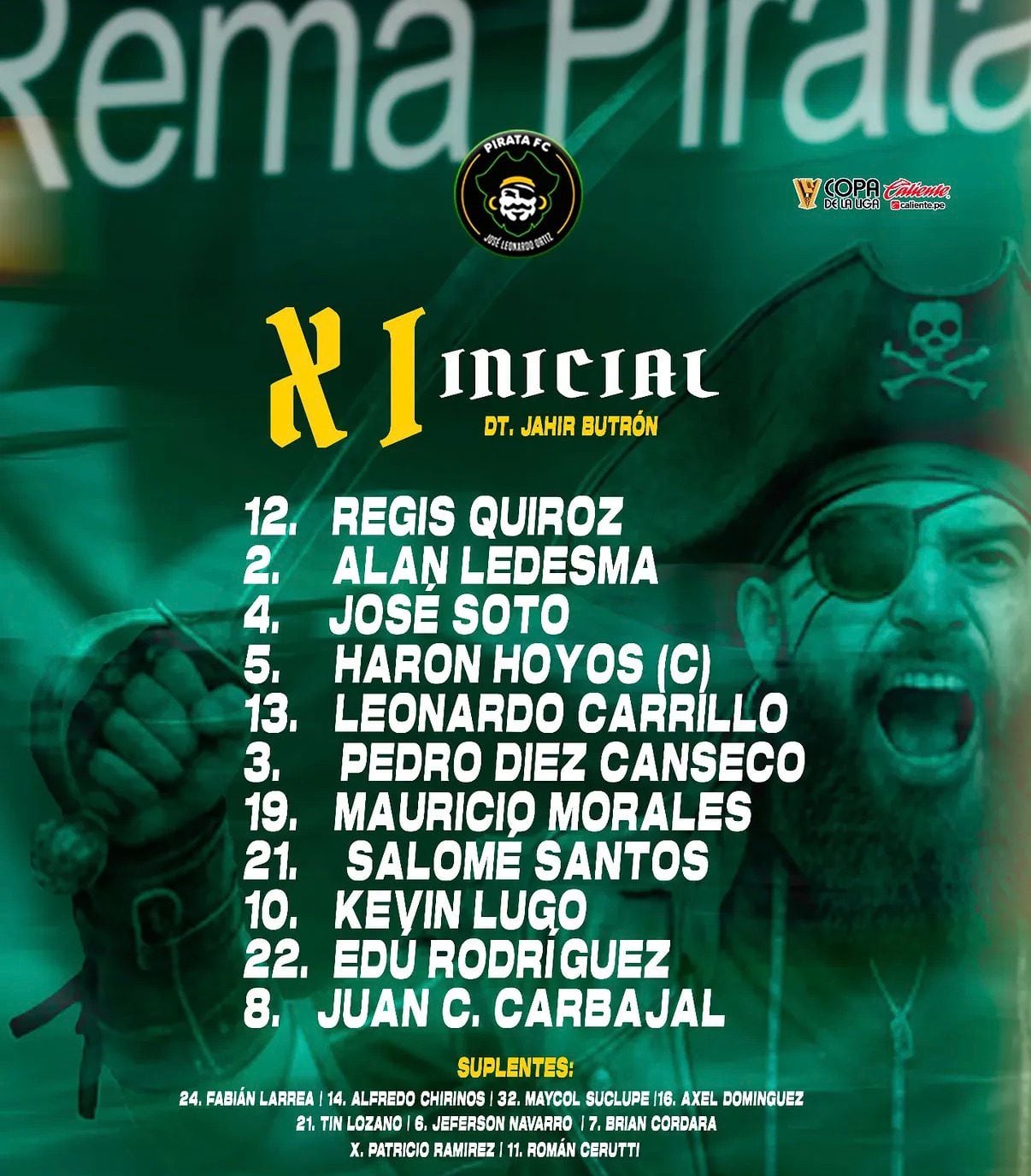 A escalação do Pirata FC para enfrentar o Universitário está confirmada.