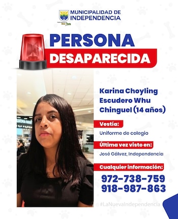Familias buscan a dos adolescentes que no volvieron a casa en Independencia| Municipalidad de Independencia