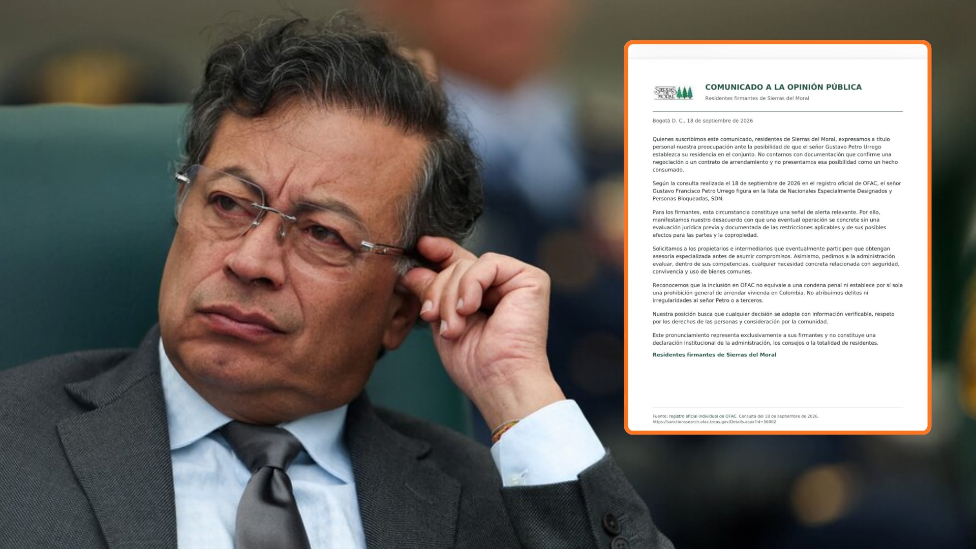 El expresidente Gustavo Petro sigue en la búsqueda de casa, en medio de lo que sería la oposición de vecinos de un reconocido conjunto residencial de Bogotá - crédito Luisa Gonzalez/REUTERS - @darcyquinnr/X