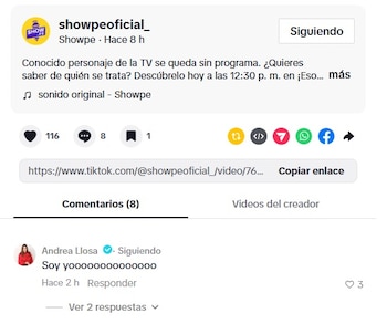 La conductora Andrea Llosa confirma el final de su programa a través de sus redes sociales. Show.pe
