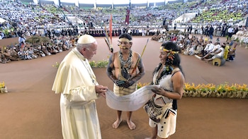 Durante su visita a Perú