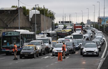 Congestionamiento en el Puente Pueyrredón