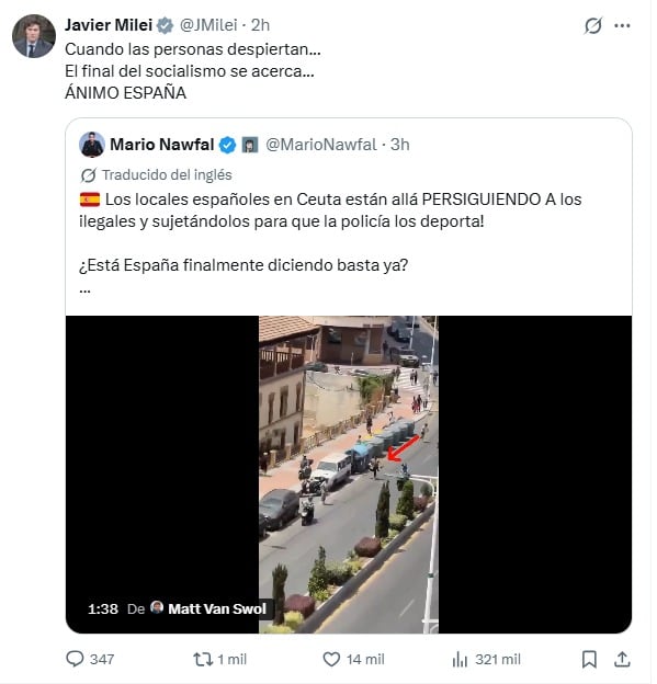 Captura de la cuenta oficial de Javier Milei en X (Captura de la cuenta oficial de Javier Milei en X)