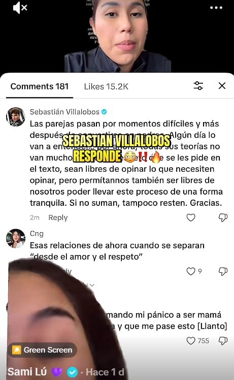 Sebastián dejó un mensaje en la cuenta de Sami Lú sobre su separación, tras comentarios en redes sociales - crédito @samilu/IG