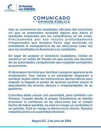 Partido Conservador - crédito prensa Partido Conservador