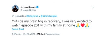 El mensaje de Jeremy Renner