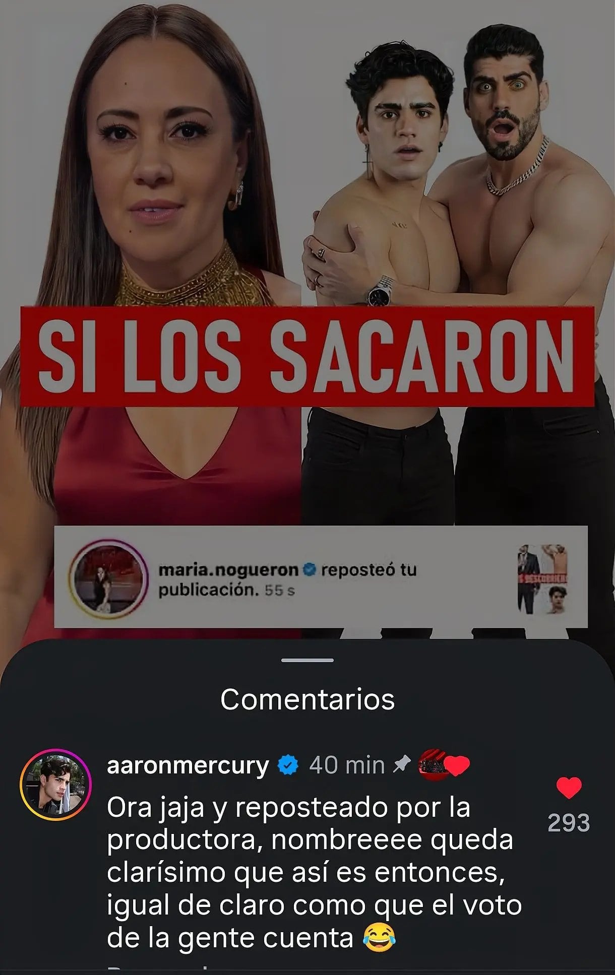 Aaron Mercury comentó al repost de Rosa María Noguerón (Redes Sociales)