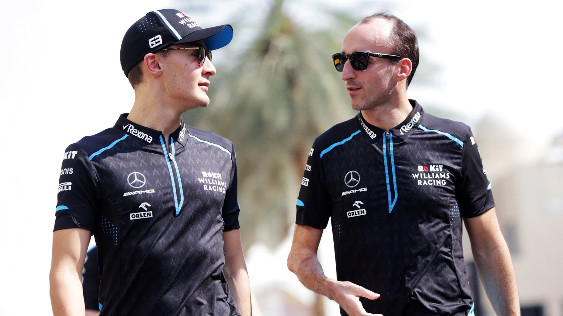 Con su compañero en Williams, George Russell, en 2018. Nótese el brazo derecho de Kubica con las secuelas de su brutal choque en 2011. Se lo podrían haber amputado (Foto: Prensa Williams)