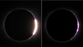 El 'anillo de diamantes' y las Perlas de Baily en el eclipse solar del 21 de agosto de 2017 (ESA / M.P. Ayucar)
