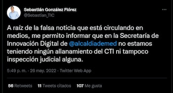 A través de Twitter, el