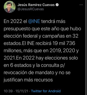 Ramírez Cuevas afirmó que en