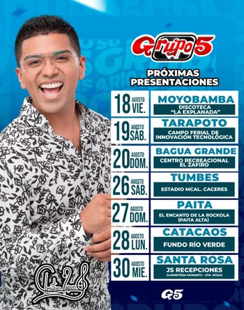 Los conciertos programados de Grupo 5.