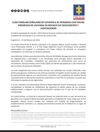 De acuerdo con la Fiscalía,