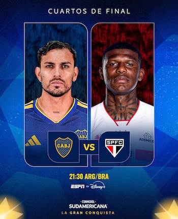 Boca Juniors recibe a Sao Paulo en la ida de los cuartos de final de la Copa Sudamericana 2026.