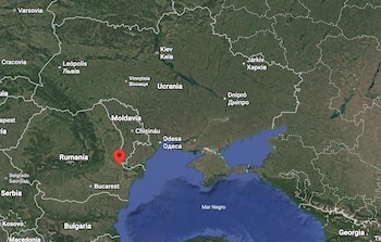 La ciudad de Galati en el mapa, cerca de la zona donde los cazas españoles han derribado un dron en Rumanía. (Gmaps)