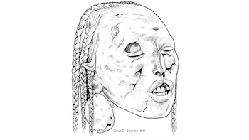 Una cabeza trofeo con labio