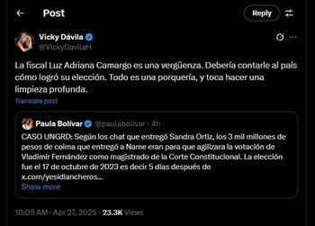 Vicky Dávila se fue en