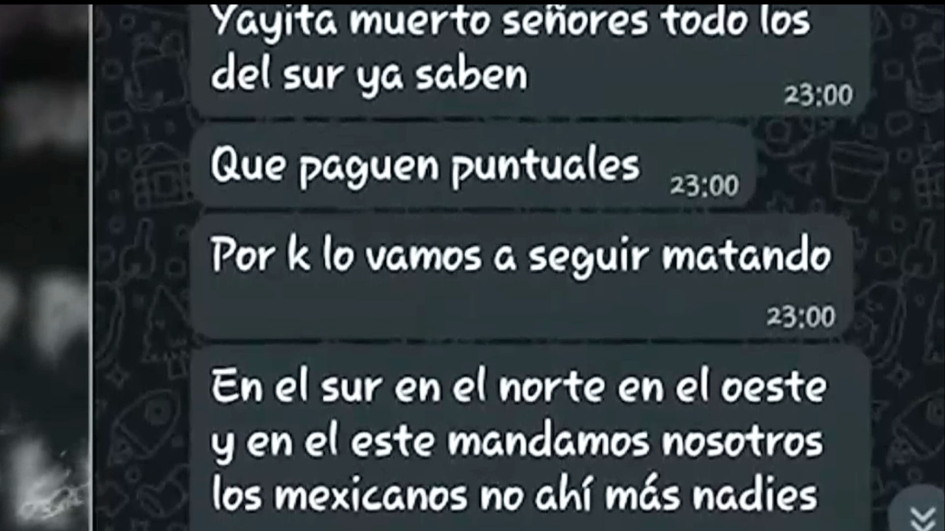 Mensajes de texto atribuidos a la banda Los Mexicanos amenazan a colectiveros de San Juan de Miraflores exigiendo pagos de extorsión tras el asesinato de un trabajador. (Captura América Noticias)
