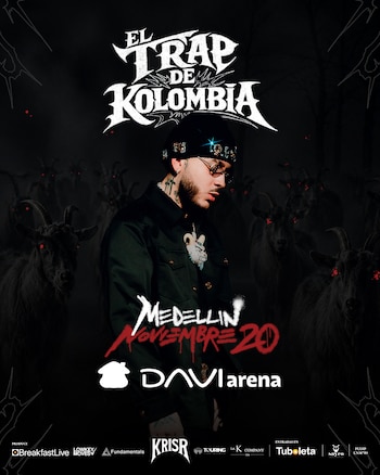 El concierto de Kris R en Medellín se suma a la gira mundial 'EL TRAP DE KOLOMBIA', que incluye más de 45 fechas en Latinoamérica, Estados Unidos y Europa - crédito cortesía Breakfast Live