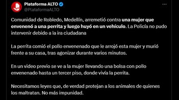 Los colectivos animalistas exigen justicia - crédito Plataforma Alto / X