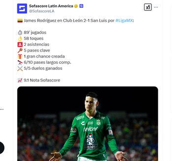 Estadísticas de James Rodríguez en