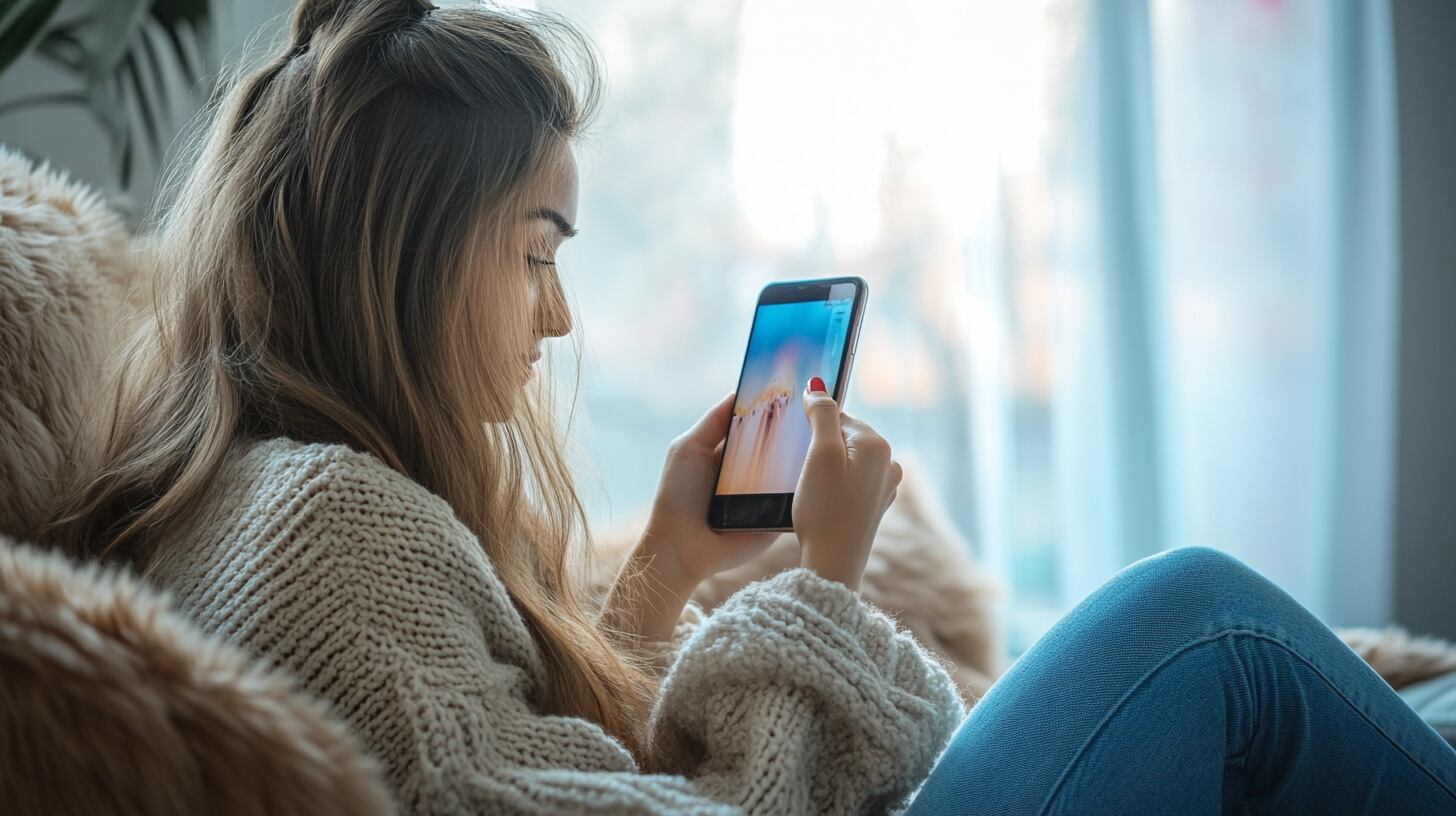 Una joven utiliza su celular con ayuda de inteligencia artificial para facilitar diferentes tareas. (Imagen Ilustrativa Infobae)