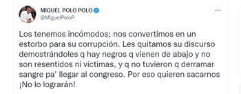Trino publicado por Miguel Polo Polo en sus redes sociales