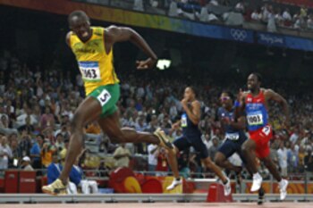 Jamaica's Usain Bolt wins the