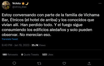 Vichama Rock tras incendio en