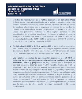 El informe de Fedesarrollo también