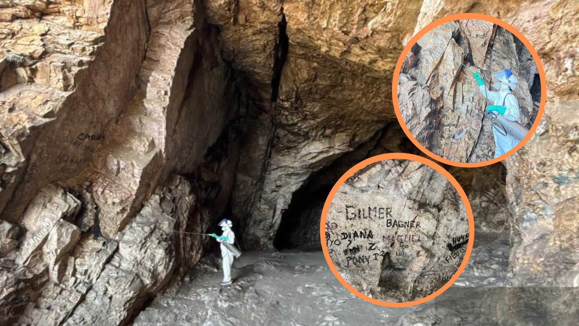 Pintas vandálicas afectaron por años 85 m² de las Grutas de Huayrapongo: Cajamarca inicia limpieza especializada del lugar