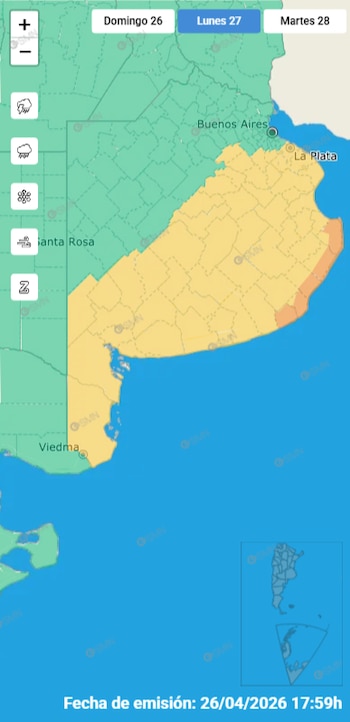 El SMN mantiene alertas vigentes por vientos en gran parte del territorio bonaerense