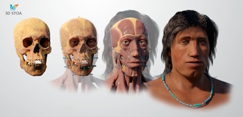 Representación en 3D del cráneo de Yaku, ancestro chorrillano.