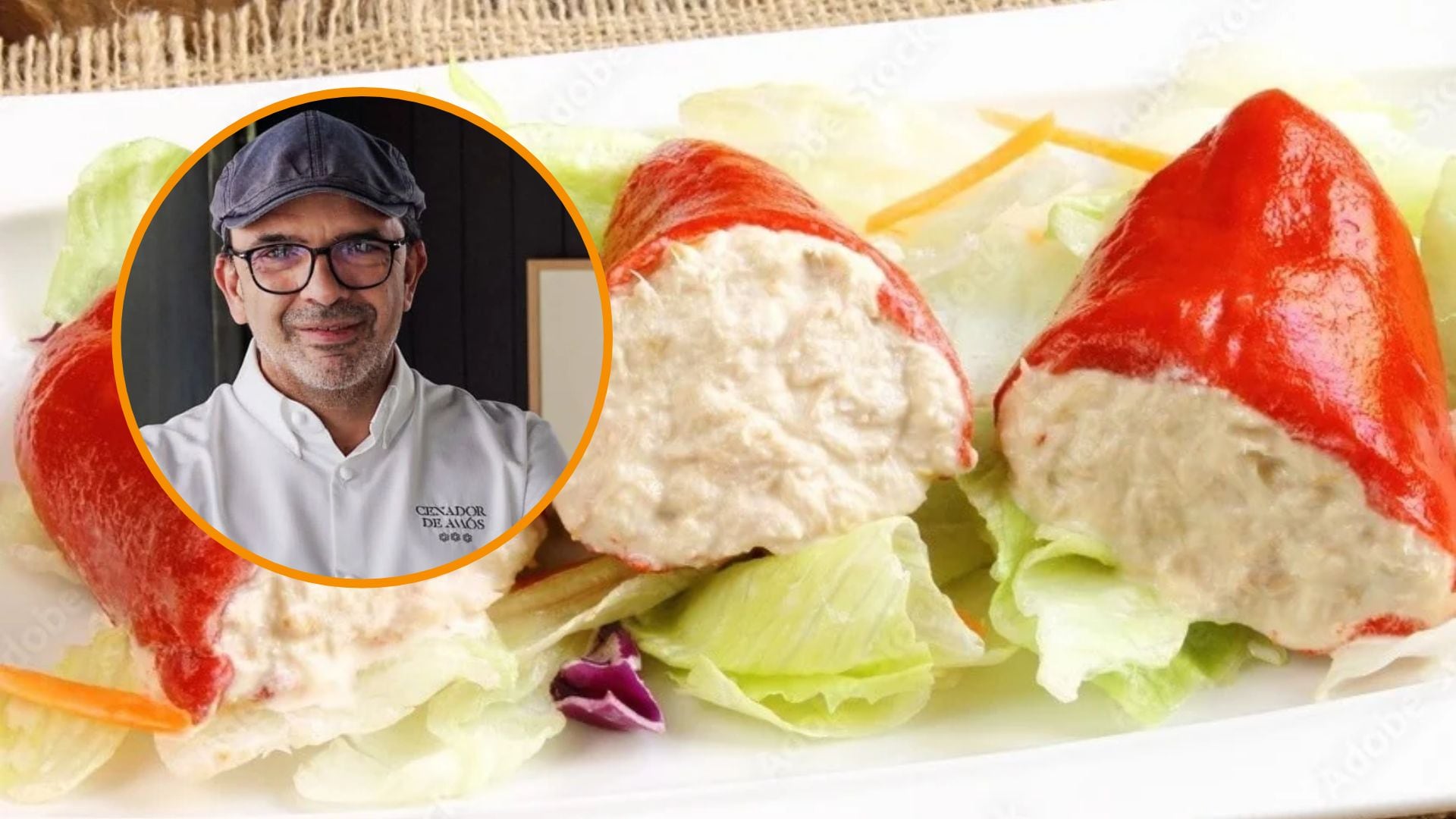 El chef Jesús Sánchez explica sus trucos para preparar unos pimientos rellenos suaves y cremosos (Montaje Infobae)