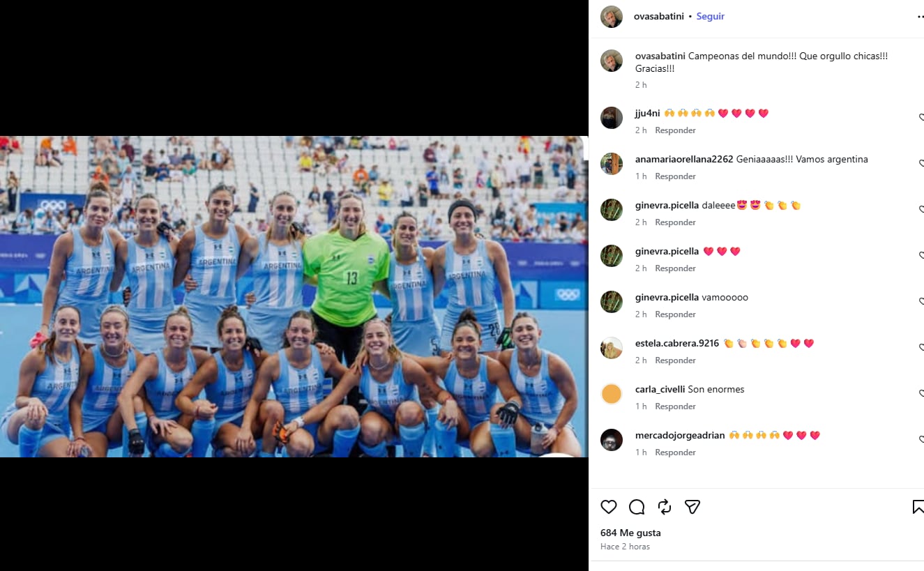 Ova Sabatini mostró la foto de Las Leonas