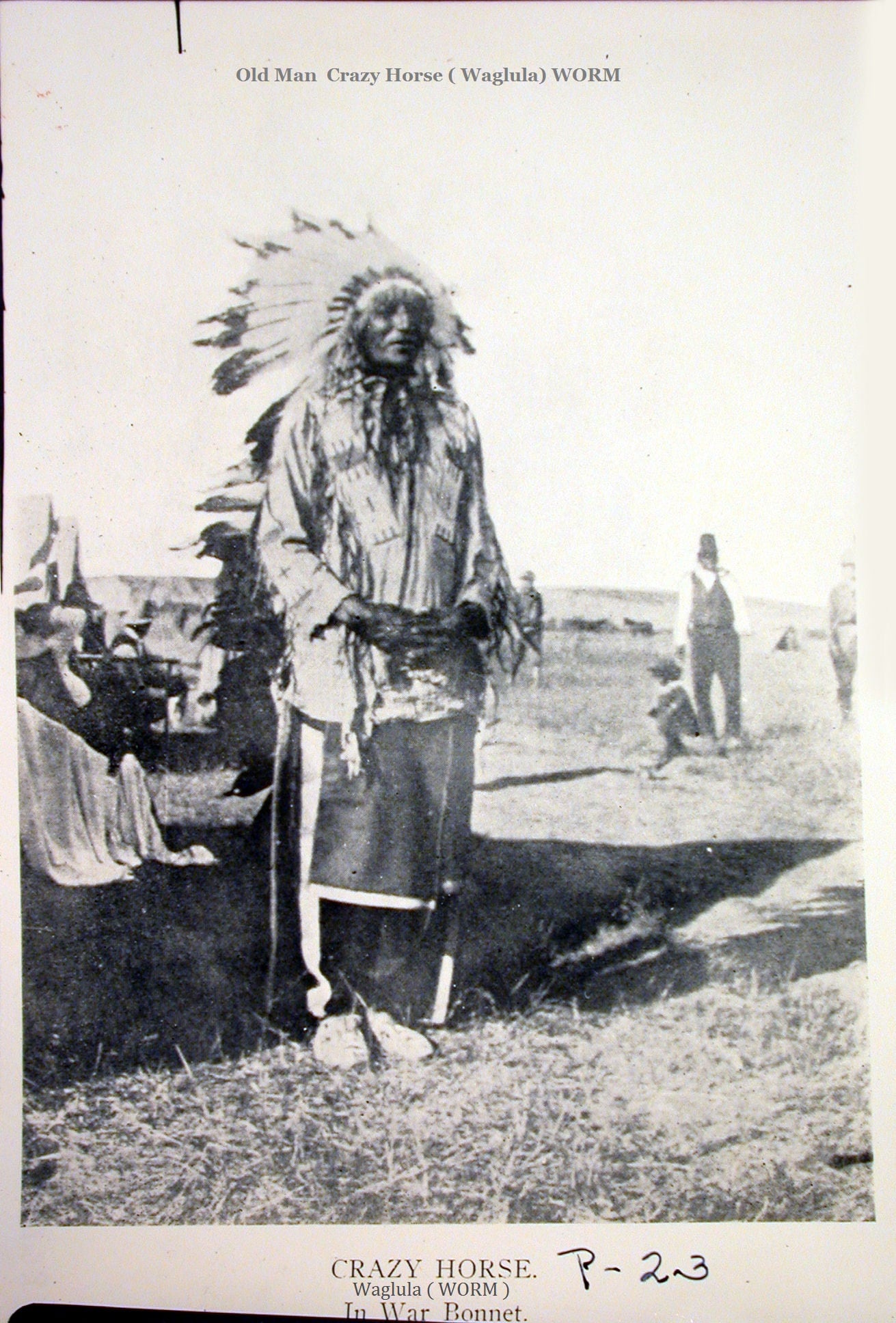 Un hombre identificado como “Old Man Crazy Horse”. La imagen forma parte de las históricas vinculadas a los pueblos nativos de las Grandes Llanuras
