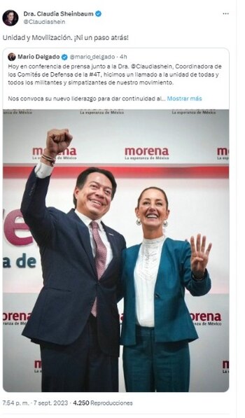 Sheinbaum envió mensaje en redes