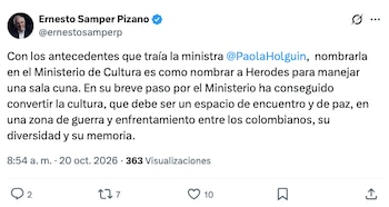 Ernesto Samper y su comentario contra Paola Holguín