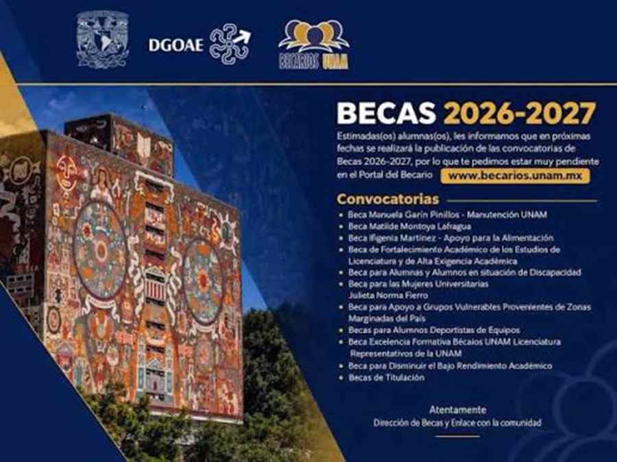 Unam abre nuevo proceso de convocatoria para becas. (UNAM)