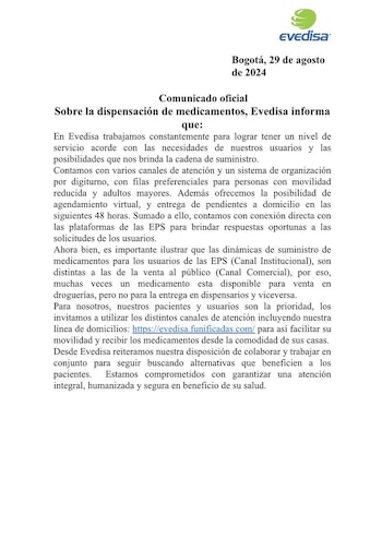 La entidad señaló que las