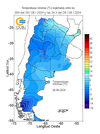 Las localidades más frías (°C)