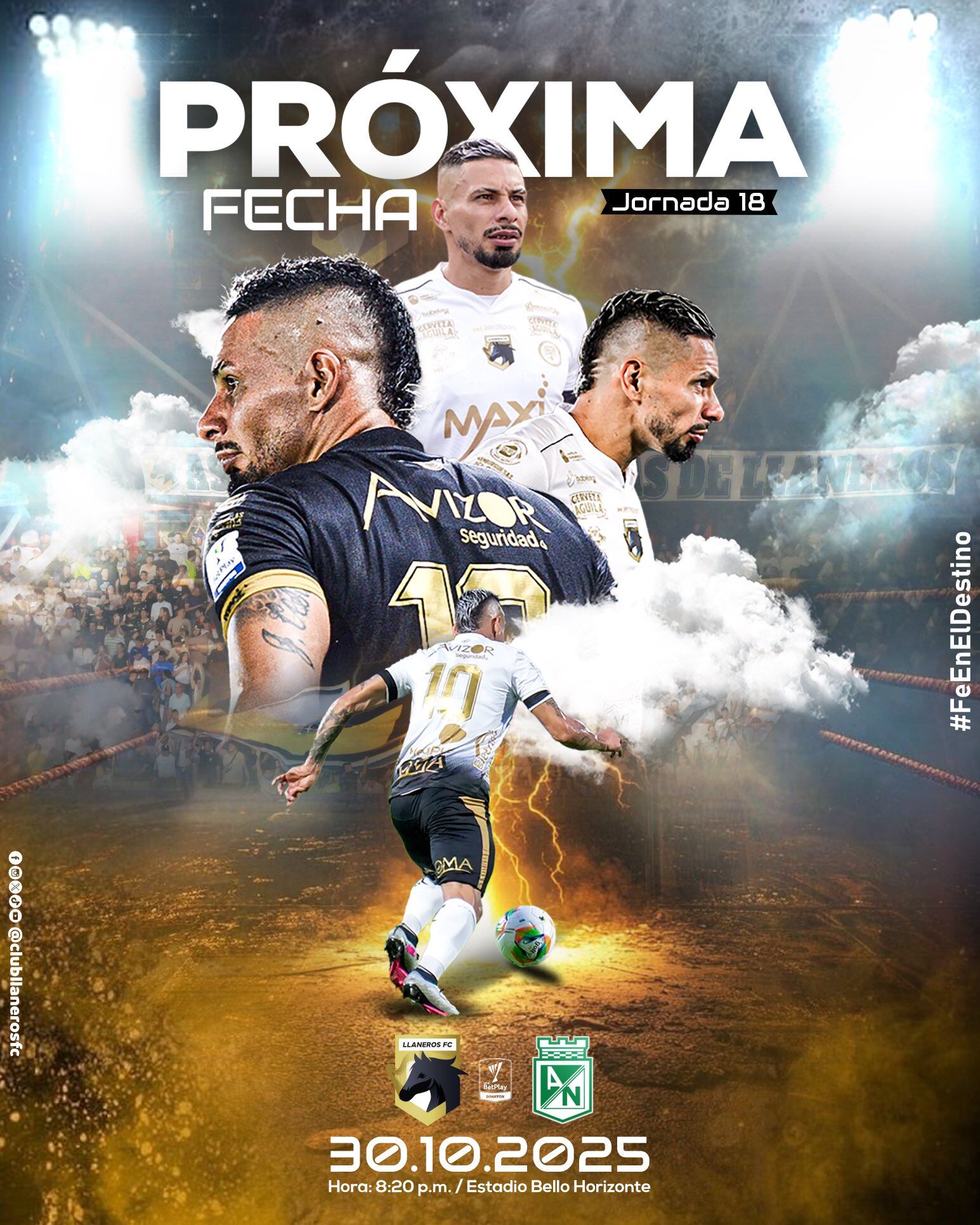 Afiche del partido de Llaneros vs. Atlético Nacional en la Liga BetPlay - crédito Llaneros FC