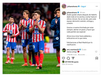 El mensaje de Julián Álvarez después de la polémica por su penal anulado en el clásico de Madrid - Infobae